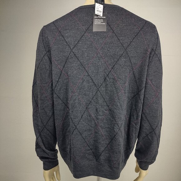 NWT Jos. A. Bank Traveler gray 100% Merino Wool V-Neck sweater mens XXL 2XL - Picture 4 of 8